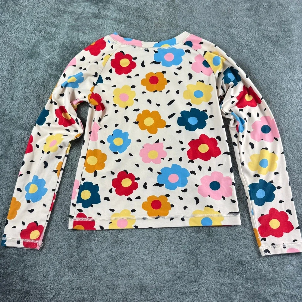 Hanna Andersson Girls‎ 10 Cream Floral Long Sleeve Rash Guard Sun Shirt Swim Top